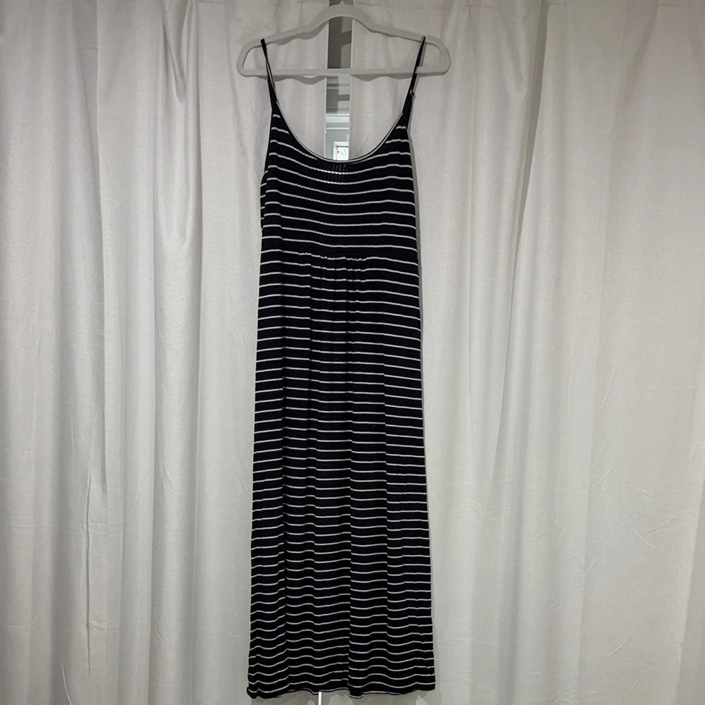 Calvin Klein Black and White Striped Maxi Dress - Picture 1 of 7